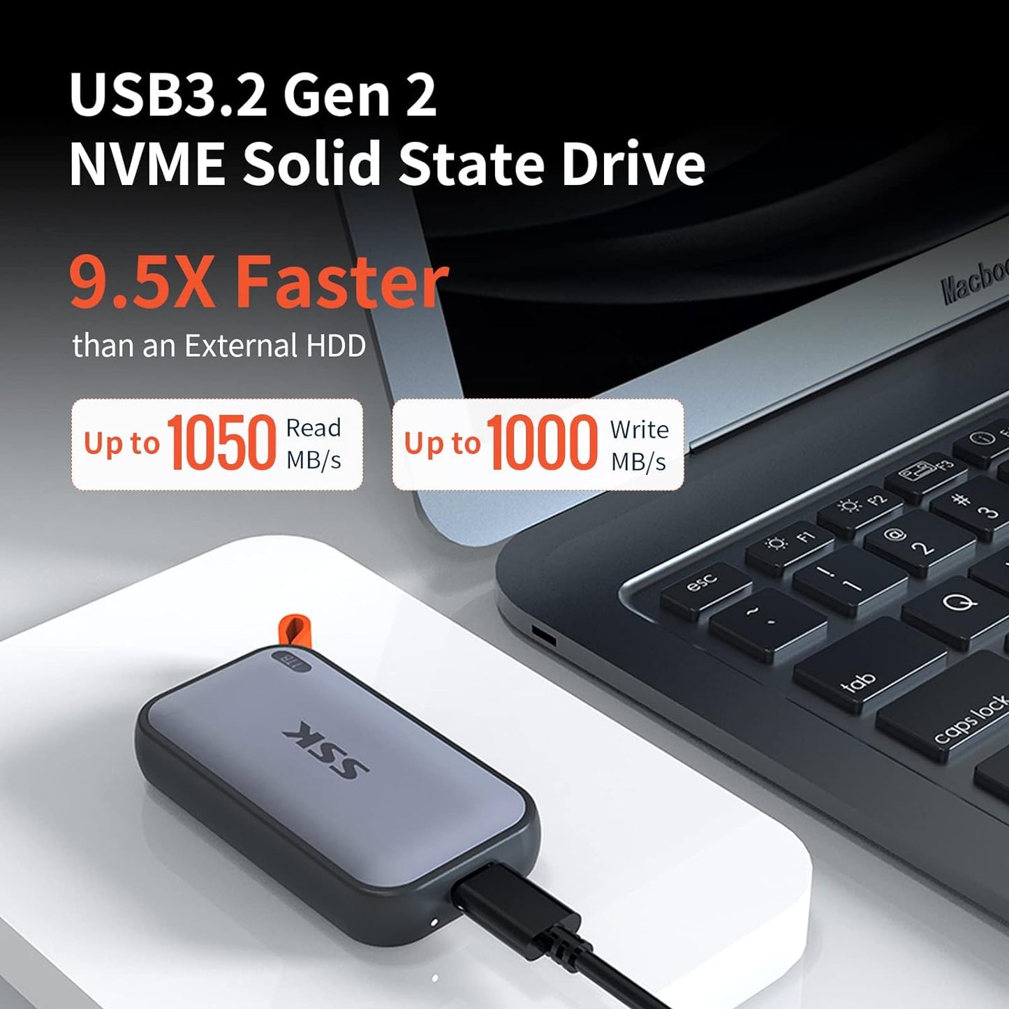 10 pcs SSK Portable SSD 1TB External Solid State Drives, up to 1050MB/s USB C SSD External Hard Drive USB 3.2