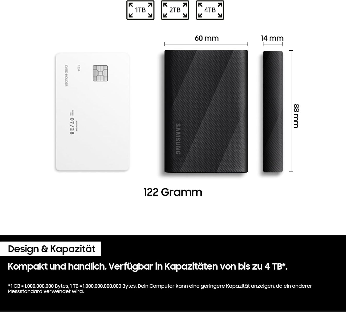 10 pcs Samsung MU-PG1T0B/EU Portable SSD T9, 1TB, 2000MB/s Read, 2000MB/s Write, USB 3.2 Gen.2x2, External Hard Drive for Professional Users, Compatible with Mac, PC, Smartphone and 12K Cameras