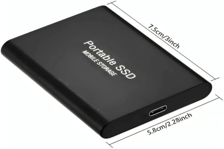 2T Portable External SSD (2000GB) – USB 3.0 & Type-C High-Speed Solid State Drive, Ultra-Slim Shockproof External Storage Compatible with Windows, Mac & Linux