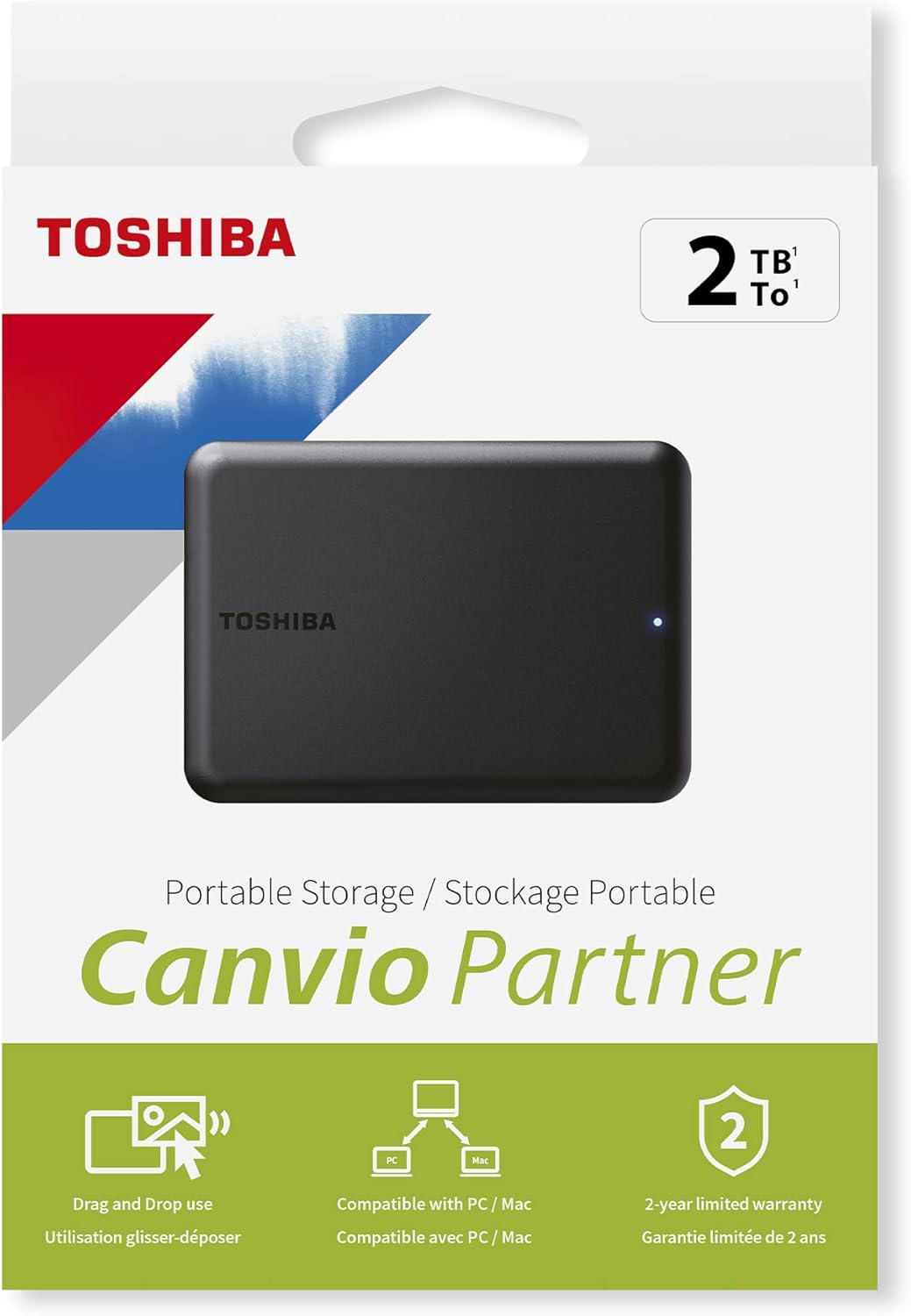 10 pcs Toshiba Canvio Partner 2 TB, Portable, 2.5-Inch External HDD, USB 3.2 Gen 1, Compatible with Mac and Windows, USB-Powered