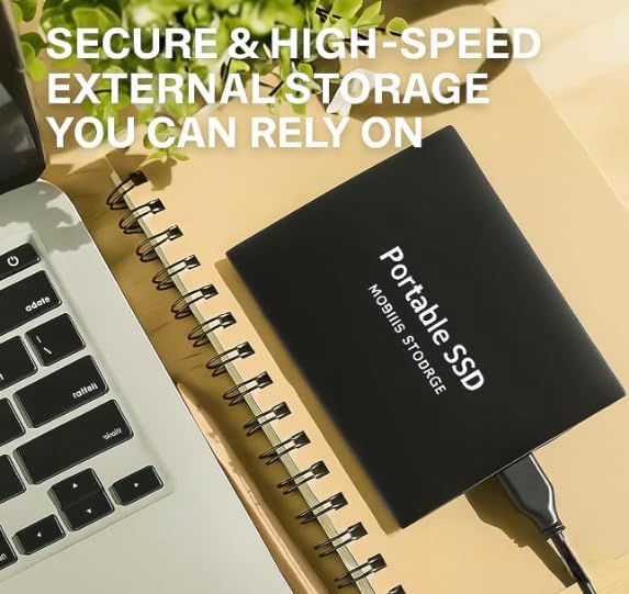 2T Portable External SSD (2000GB) – USB 3.0 & Type-C High-Speed Solid State Drive, Ultra-Slim Shockproof External Storage Compatible with Windows, Mac & Linux