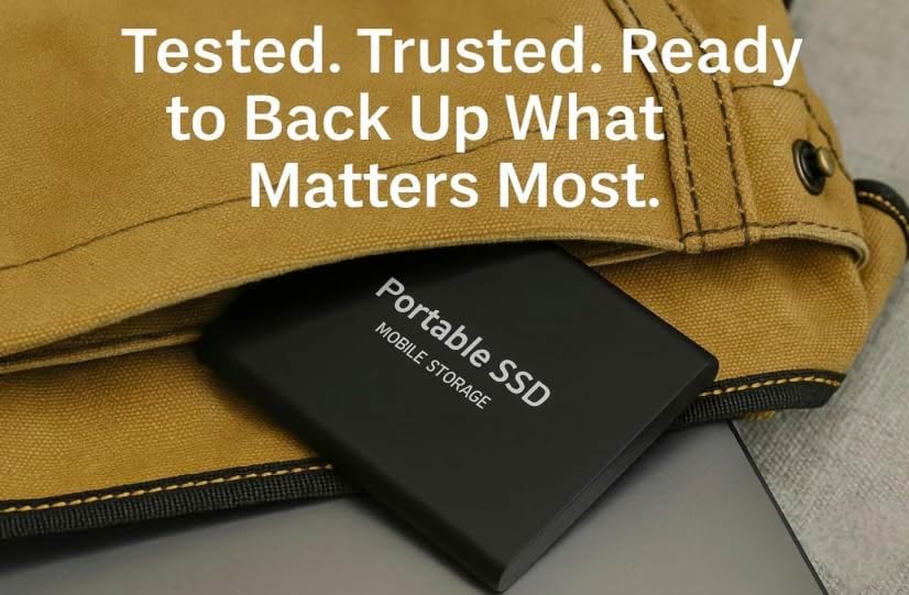 2T Portable External SSD (2000GB) – USB 3.0 & Type-C High-Speed Solid State Drive, Ultra-Slim Shockproof External Storage Compatible with Windows, Mac & Linux